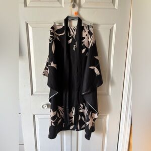 Elegant Black Kimono with Floral Accents